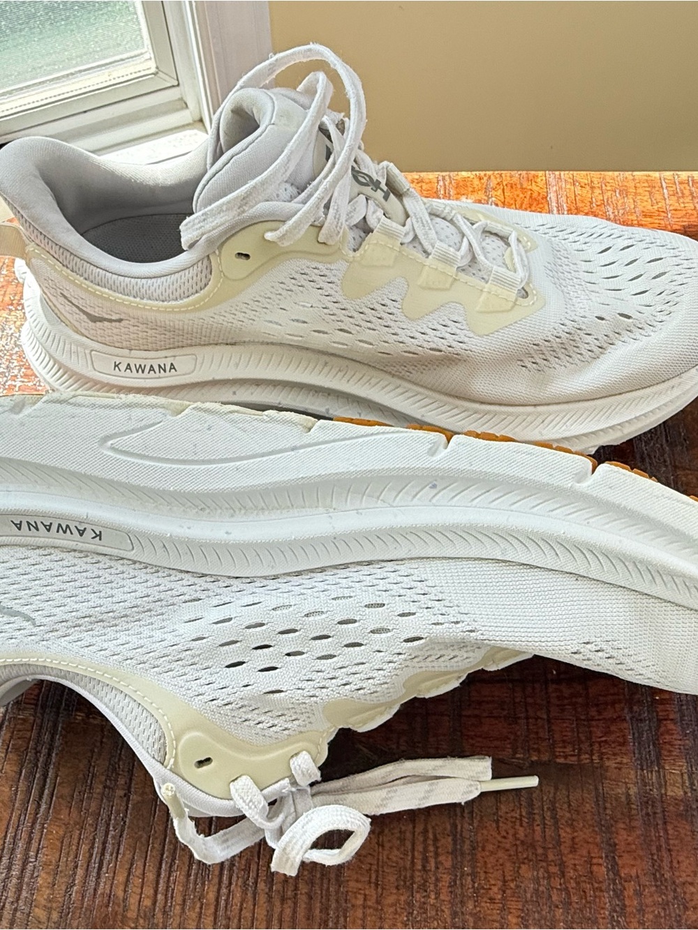 Hoka Kawana Women's White and Cream Lightweight Running walking Sneakers - Picture 7 of 8